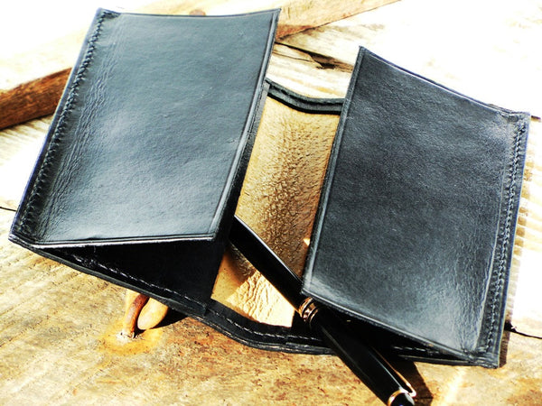 Checkbook Cover - Two Checkbooks - Dual Leather Carbon Copy Liner - Full Grain Leather - Pigskin Lined - Classic Hand Saddle Stitch