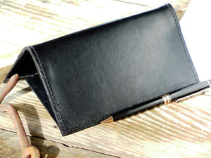 Checkbook Cover - Two Checkbooks - Dual Leather Carbon Copy Liner - Full Grain Leather - Pigskin Lined - Classic Hand Saddle Stitch